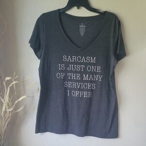 Torrid Charcoal V-Neck Tee with Slogan